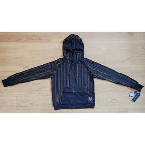 Blanc Noir Linear Mesh Front Zip Hoodie Jacket Black Women's Size Small NWT $119